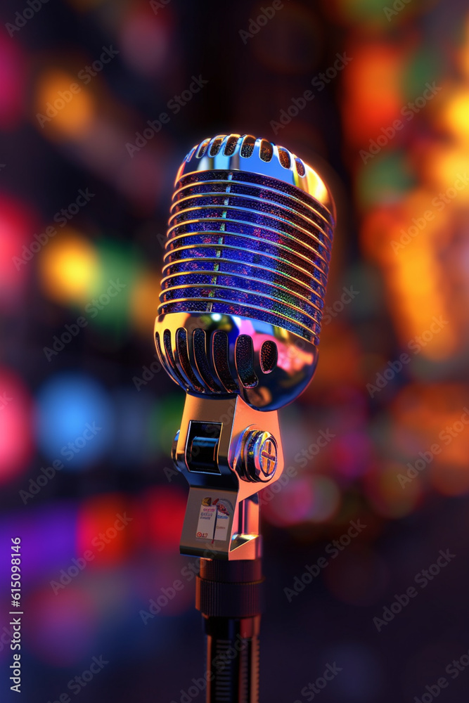 Leinwandbilder a microphone in focus against a blurred background, symbolizing the power and importance of sound am