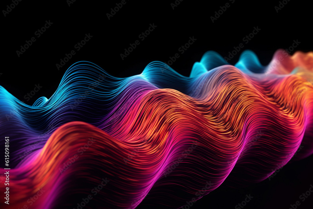 Aufkleber an abstract graphic representation of sound waves in vibrant colors, conveying the energy and moveme