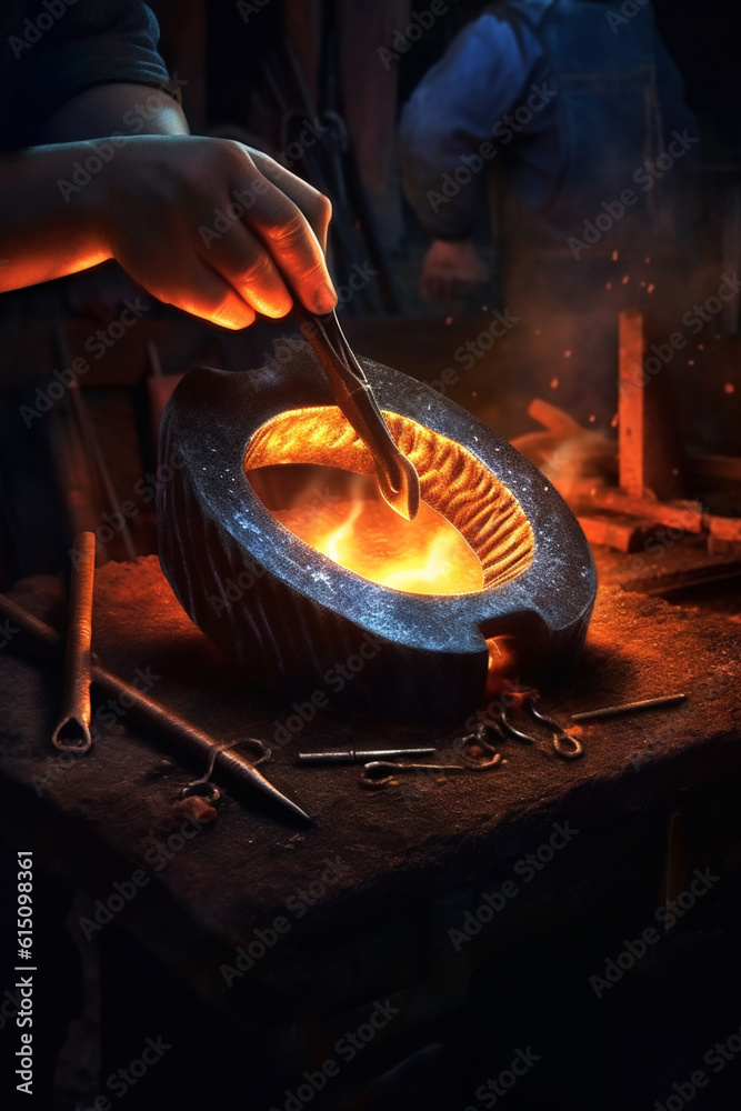 Poster a blacksmith shaping a metal horseshoe with precision, symbolizing the importance of proper fitting 