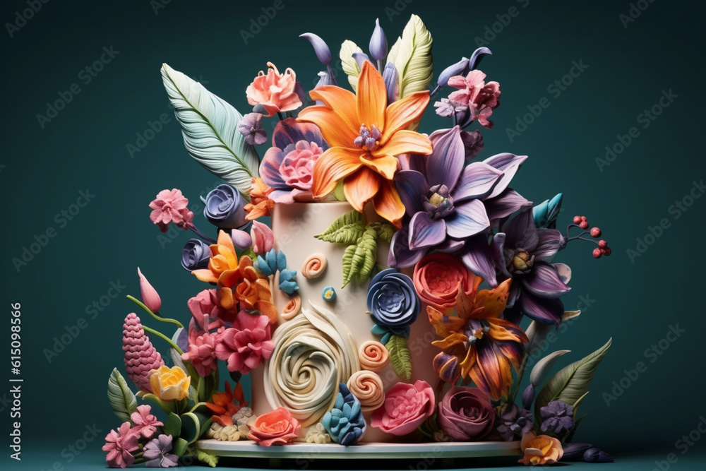 Aufkleber a display of beautifully handcrafted sugar flowers and decorations, showcasing the confectioner's sk