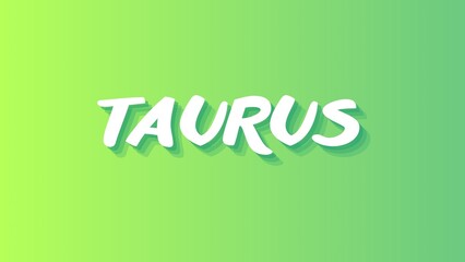 Taurus astrology (zodiac) sign illustration in green colours, inscription