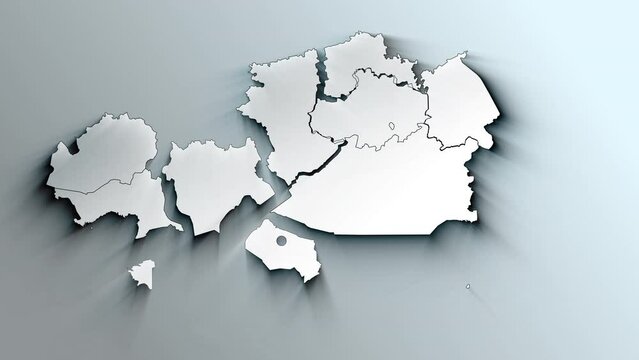 Modern White Map of Kazakhstan with Regions