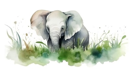watercolor painting of an elephant