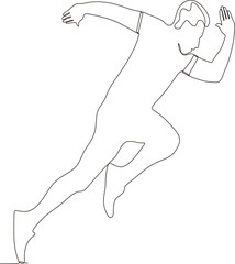 Marathon runner man in continuous line Drawing Style Vector illustration. Athlete Runner Running Jogger