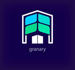 Creative granary logo. Unique color transitions. Granary logo template from unique wheat line. vector