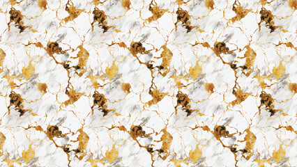 texture of white and gold marble stone background (Generative AI)