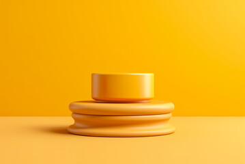 Minimalistic yellow podium geometric shape. abstract yellow background. Generative AI