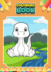 coloring book for kids brontosaur