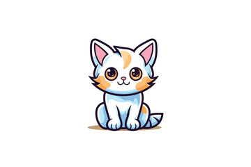 Obraz premium Cute cat cartoon mascot vector illustration. Isolated on white background.