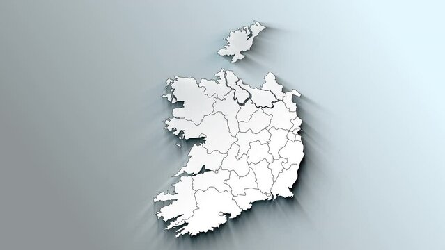 Modern White Map of Ireland with Counties