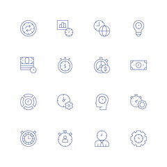 Time line icon set on transparent background with editable stroke. Containing time, time is money, time management.