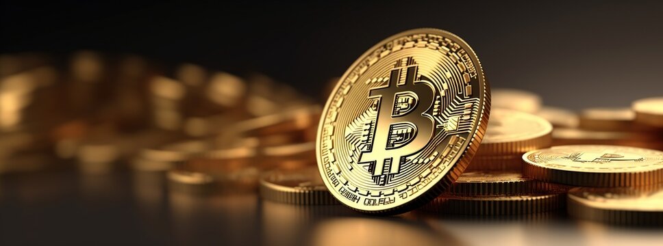 Illustration of bitcoin banner background,  AI Generated