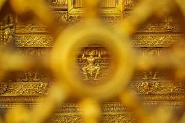 Temple gold color beautiful art wall and architecture