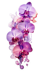 cluster of orchid and lilac bubbles, watercolor paint abstract border frame for design layout, isolated on a transparent background, generative ai
