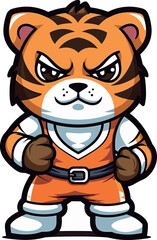 Kung Fu athlete tiger mascot vector illustration