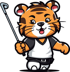 Golf tiger mascot vector illustration