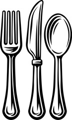 A fork, spoon and knife cutlery dinner utensil place setting silverware icon