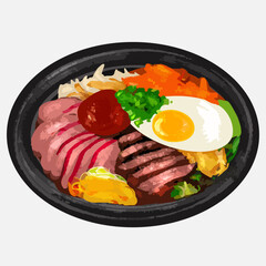 Bibimbap, Korean, Korean food, Korean Mixed Rice,
Rice, Vegetables, Beef, Egg, Gochujang,
Healthy, Korean Cuisine, Traditional, Kimchi,
Banchan, Cuisine