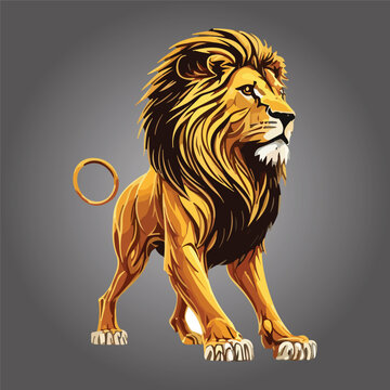 Masculine lion full body logo icon