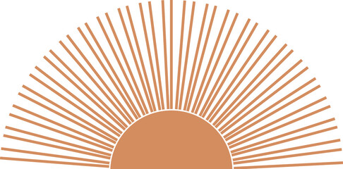 brown sun sunshine light rays boho icon PNG