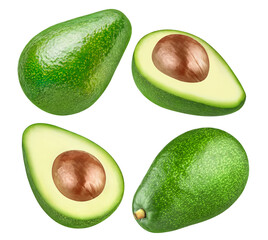 Collection of delicious avocados, cut out