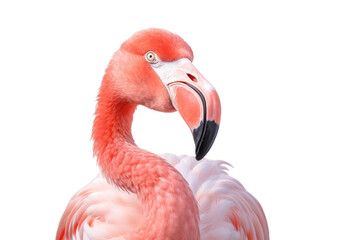 Fototapeta premium Flamingo Close-Up Transparent Isolated Bird, Generative AI