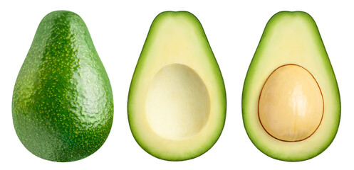Collection of delicious avocados, cut out