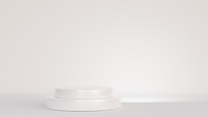 3d product display podium scene with the geometric platform. 3d cylinder stand podium. Commercial background. Geometric forms in modern minimal design. 3d rendering.