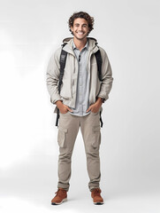 Fototapeta premium Portrait of a Young Man Laughing into Camera. Generative AI