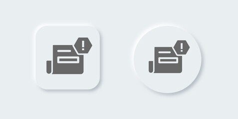 Spam solid icon in neomorphic design style. Warning signs vector illustration.