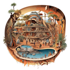 Vector isolated colorful alien rock art.