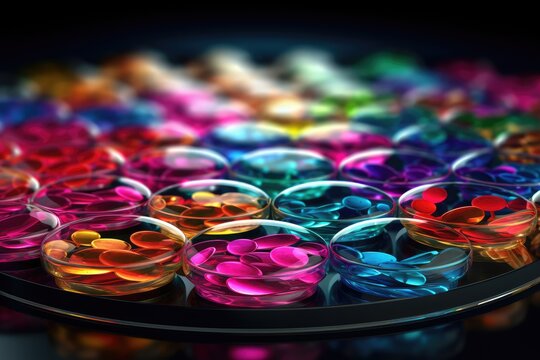 Colored glitter shimmer confetti in glass jars. Generative AI