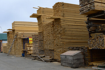 A large amount of construction material. Wooden products.
