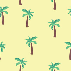 Fototapeta na wymiar Palm tree pattern on sand sea vacation tourism on yellow background vector