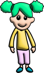 3D Funny people with green hair