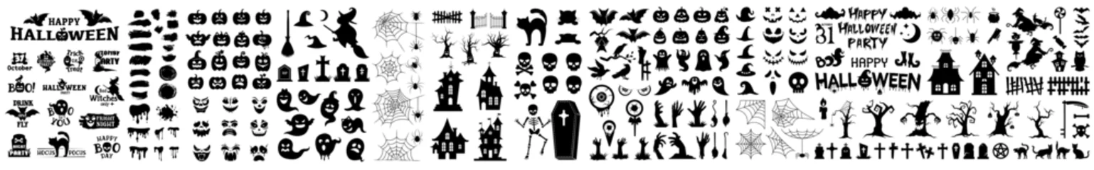 Fototapeten Collection of halloween silhouettes icon and character. © 4zevar