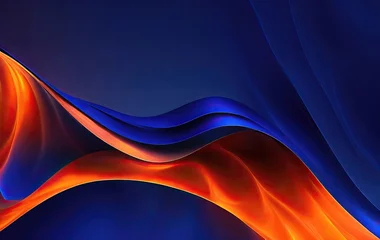 Keuken foto achterwand Fractale golven Abstract flowing creamy blue and orange glossy liquid wallpaper. Texture imitating running painting with smooth blurry details. ,Colorful and Vibrant 3D Wallpaper for a Mesmerizing Display background