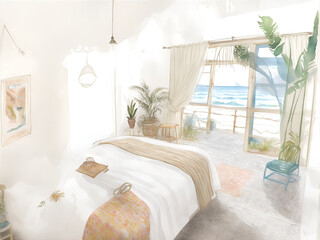 Hawaii room design watercolor