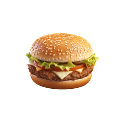cheese burger on a white background.Generative ai