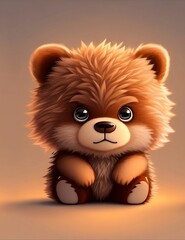 Cute tiny hyperrealistic,happy bear Bernard, adorable and fluffy, logo design, cartoon, cinematic lighting effect, charming, 3D vector art