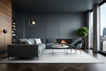 Fototapeta premium 3D mockup of canvas frame with a frame in a modern home, living room, bedroom interior background, showcasing a room in light pastel colors, Created using AI