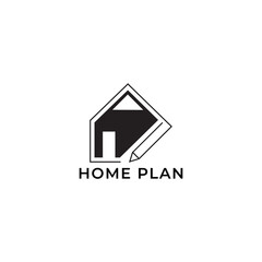 ILLUSTRATION HOME WITH PENCIL LINE DESIGN. HOUSE PLAN SIMPLE MINIMALIST GEOMETRIC LOGO ICON TEMPLATE VECTOR. GOOD FOR YOUR BUSINESS