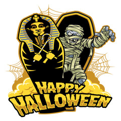 helloween and mummy logo, vector logo icon