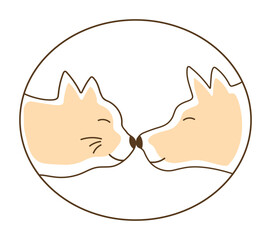 Cat and dog logo. Line art style. Logo for pet business, pet store. Vector illustration