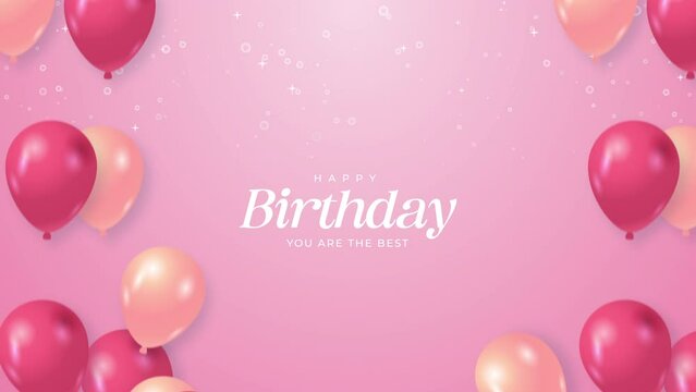 Flat pink gradient and balloons birthday background
