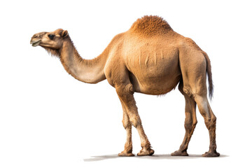 Side view of a brown big dromedary, camel, isolated (Generative AI)