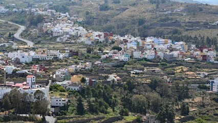 Fototapeta na wymiar Panoramic view of a town in Gran canaria island