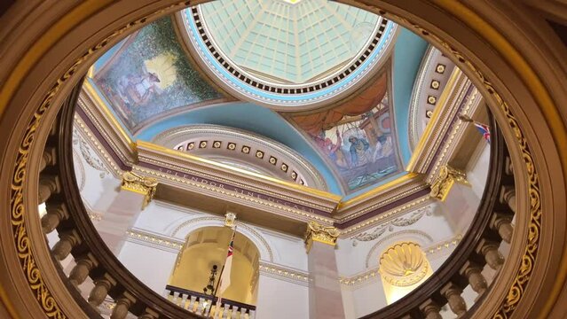 inside the Houses of Parliament on the first floor ceiling inside the building of Victoria on Vancouver Island British Columbia Canada 2023