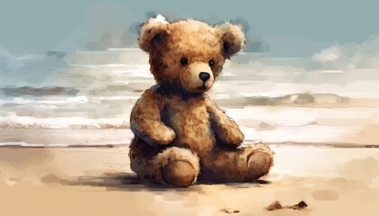 teddy bear on the beach