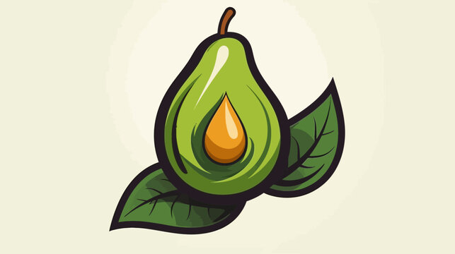 A green avocado vector on a white and green background logo
